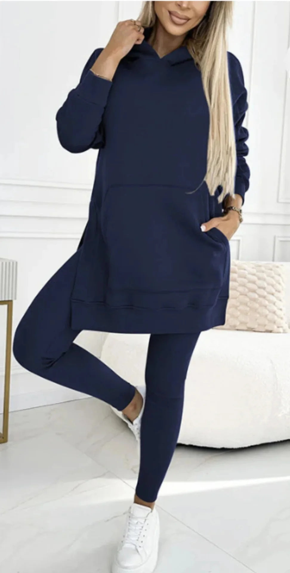 European Style Sporty Casual Hooded Sweatshirt Thickened Screw Thread Two-Piece Outfit. S-5x