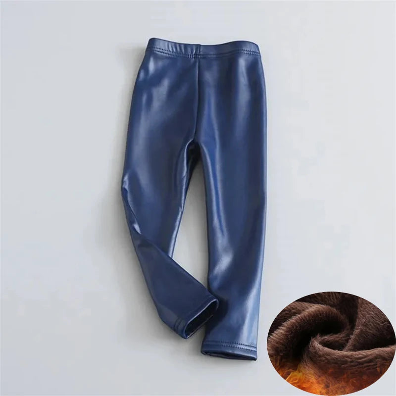 Girls Warm Pant Autumn Winter Girls Slim Thick imitation Leather Legging Warm Trousers For Girl