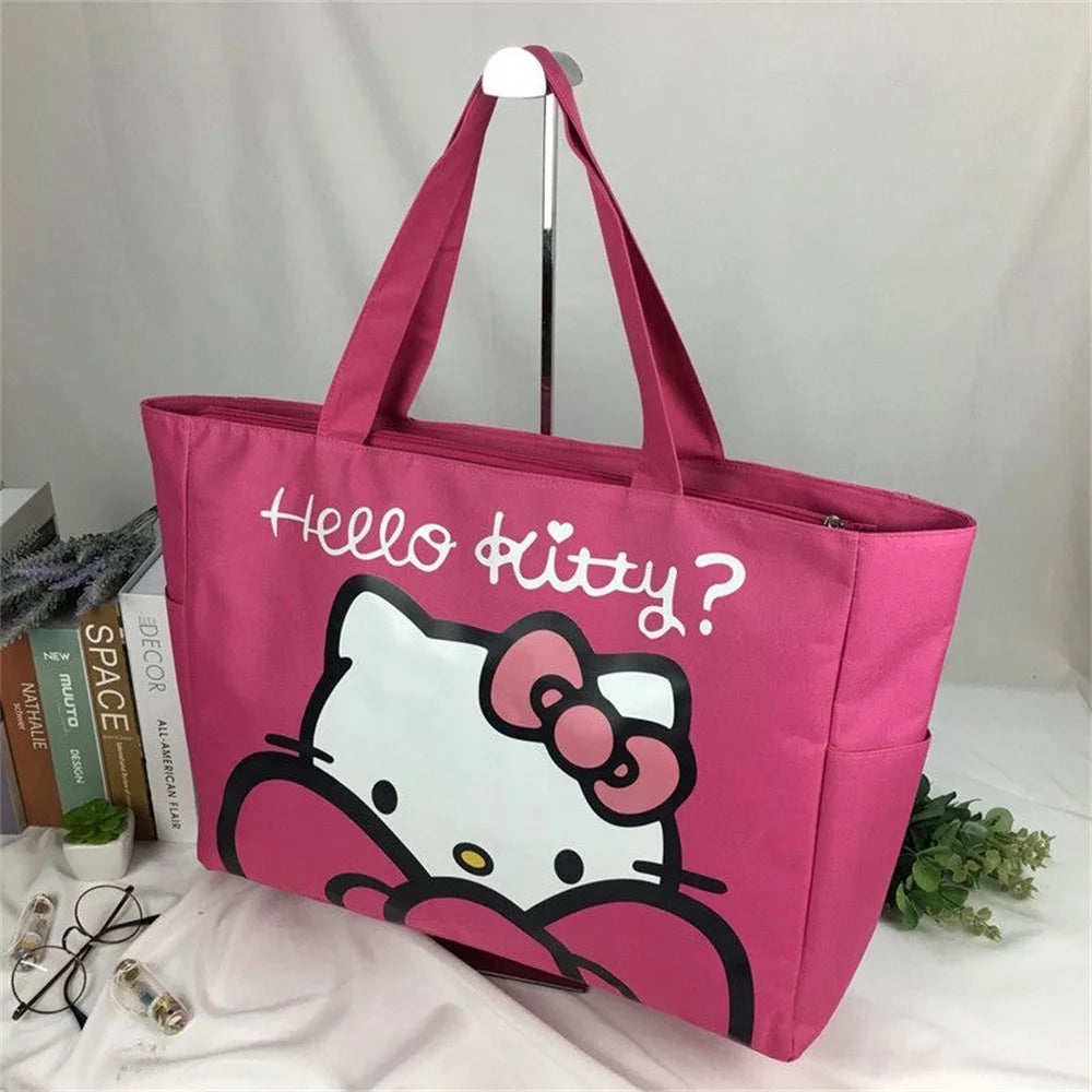 Kawaii Hello Kitty Sanrio Canvas Bag Cute Anime Large Capacity Shopping/Travel Bag