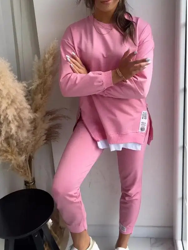 New Autumn Patchwork Loose Two Piece Set Women's Fashion Long Sleeve Pullover Casual Hoodie And Sport Pants. S-3x