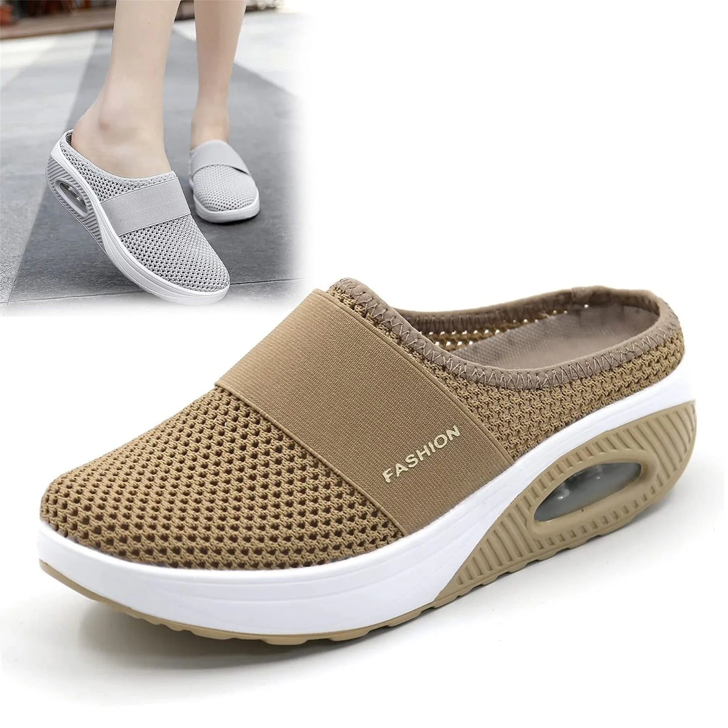 Slip-On Women's Walking Sandals,Breathable Mesh Casual Breathable With Arch Support And Thickened Soft Sole.