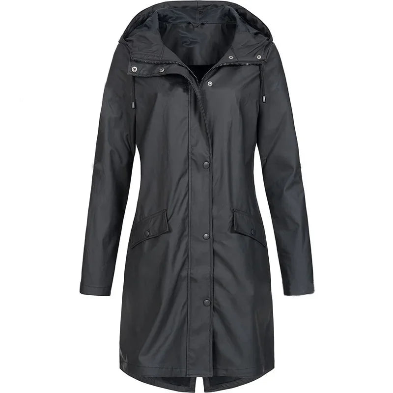 New Autumn Winter Outdoor Solid Zipper Mountaineering Jacket Mid length Women's Windbreaker Not Waterproof. S-3X