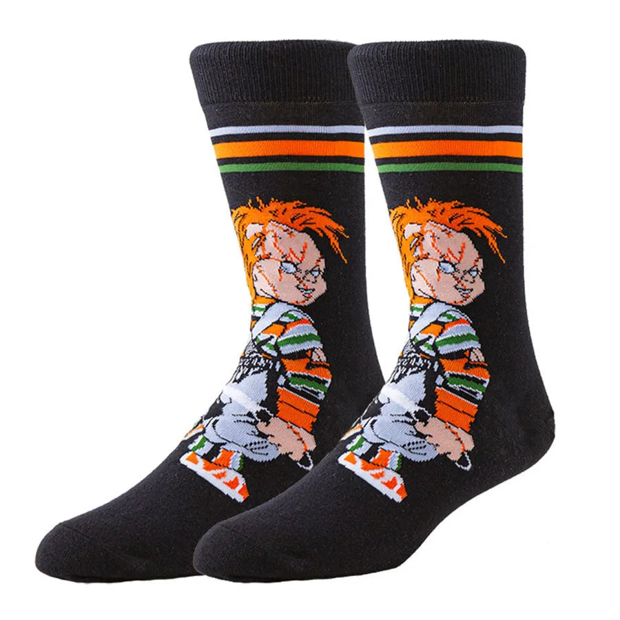 cartoon gamers anime socks men women crew socks Christmas Halloween novelty funny happy crazy street style skate socks
