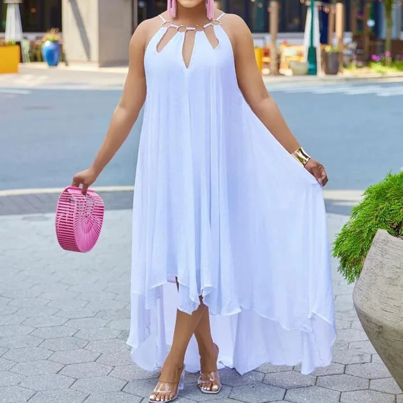 Long Dress Women Summer Loose Waist Casual Sleeveless Dress. S-3x