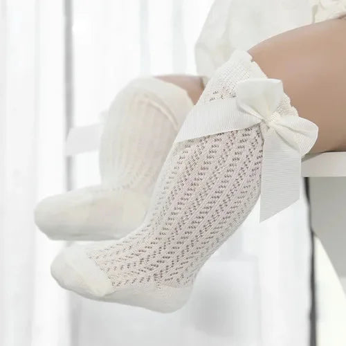 0-24Month Baby Girl Socks Toddler Bow Cotton Lace Baby Knee Socks Newborn Infant Baby Princess Long Socks 2025