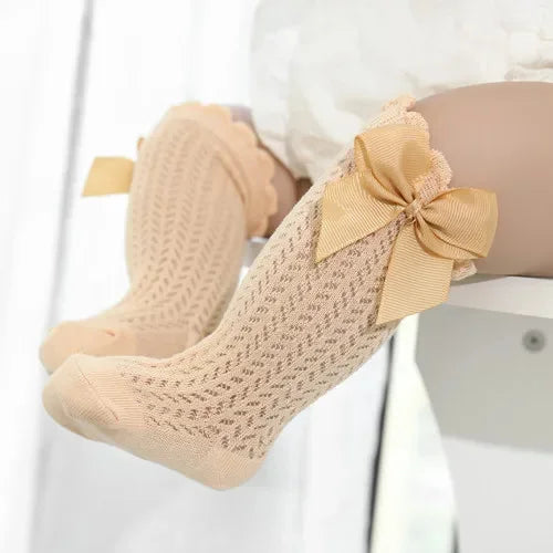 0-24Month Baby Girl Socks Toddler Bow Cotton Lace Baby Knee Socks Newborn Infant Baby Princess Long Socks 2025