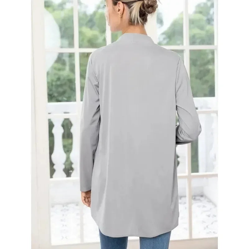 Spring and Autumn Women's New Solid Color Fashion and Temperament Plus Size Long Sleeved Loose Cardigan