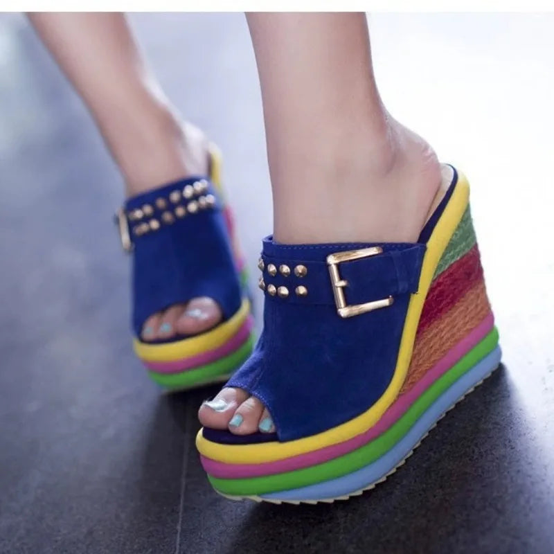 Summer 2025 Fashion Platform Colourful Wedge Heel Sandals