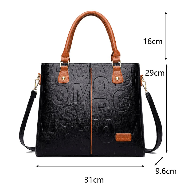 PU Leather Casual Cross-body Bag for Women Luxury Designer Tote Handbag Large Capacity Shoulder Bag