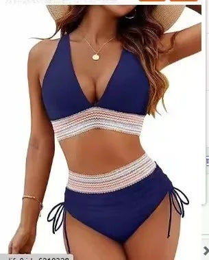 2025 Quality High Waist Bikini Swimsuit Set with Chest Pads and Adjustable Shoulder Straps