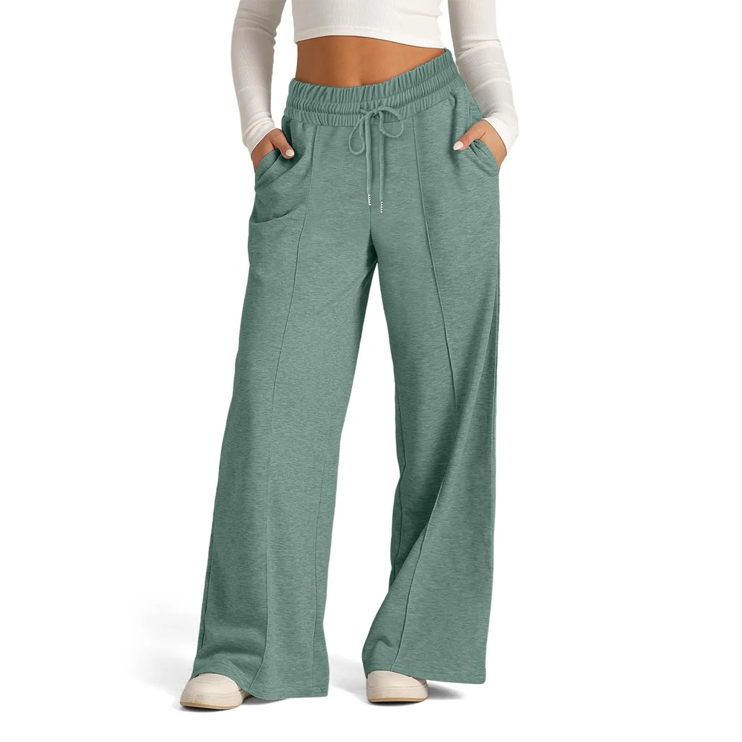 Womens Wide Leg Sweatpants High Waist Baggy Flared Drawstring Athletic Joggers Casual Daily Wear Loose Sporty Wear. S-2X