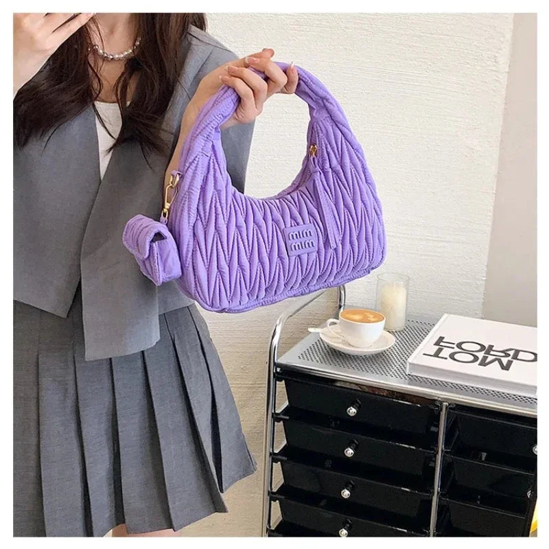 Luxury Designer Handbag Fashion Cloud Bag Retro Pleated Dumpling Style