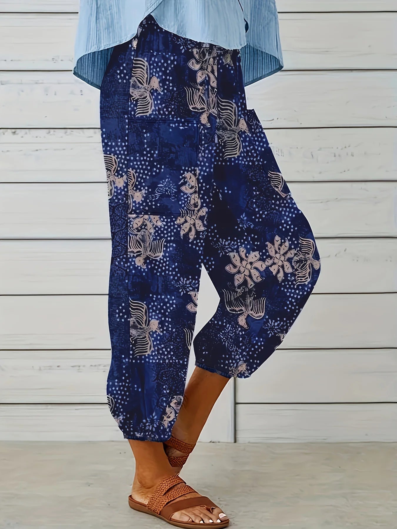 Women's Oversized Woven Casual Pants Comfortable Loose Fit High Waist Straight Leg Trousers.