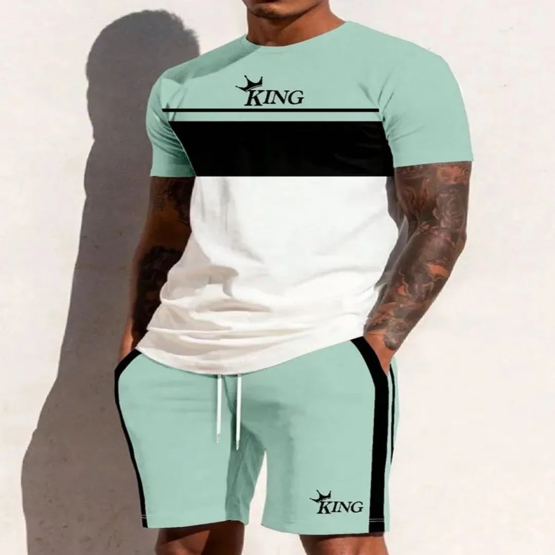 2025 Summer new Street City Fashion T-shirt and Shorts Men's Summer set. S-6X