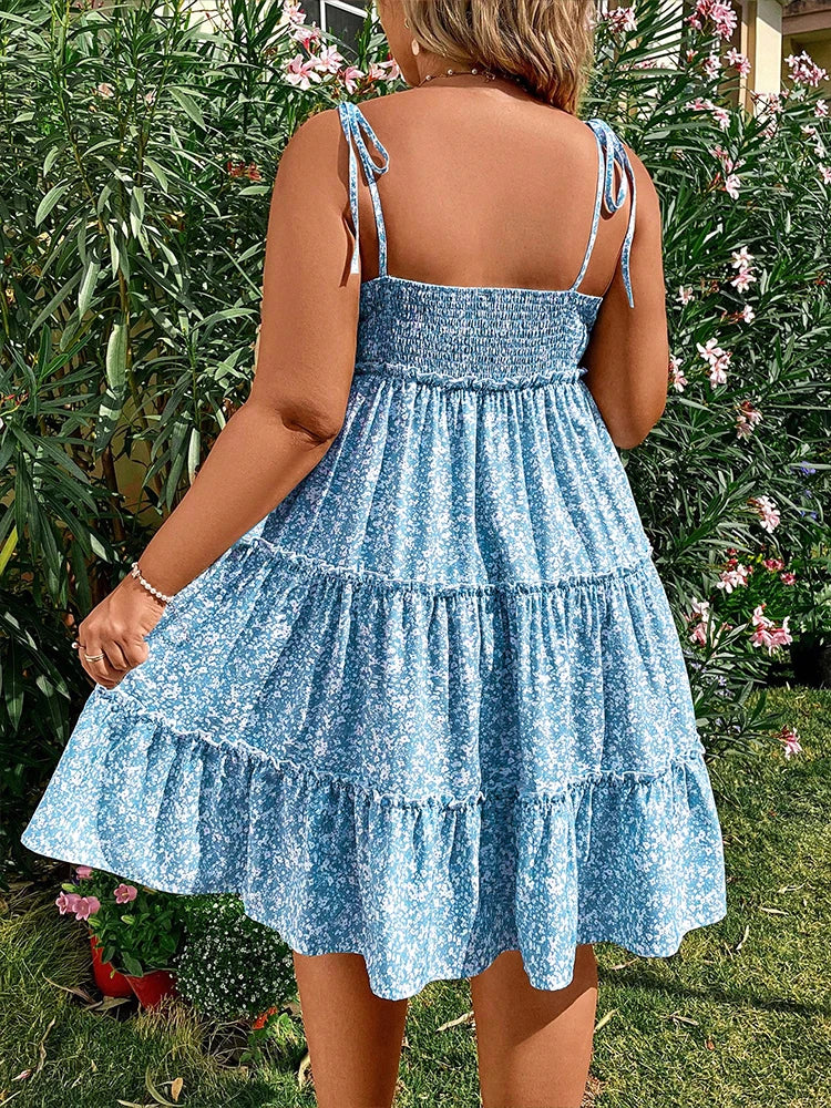 Plus Size Women's Short Sleeve Bohemian Style Dress