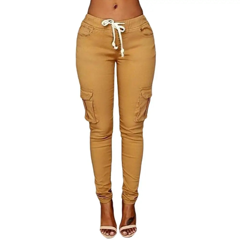 Women Casual Pants Solid Slim Multi-Pocket Comfortable Pants. S-4X