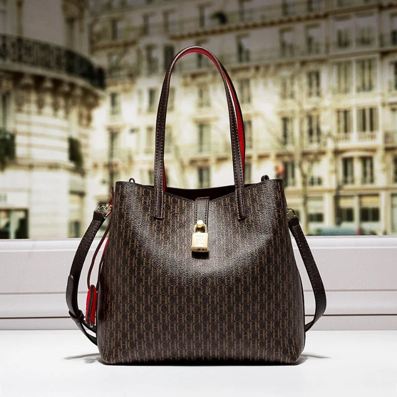 Premium Versatile Leather Cross-body Bag Large Capacity Daily Commuter Tote Bag