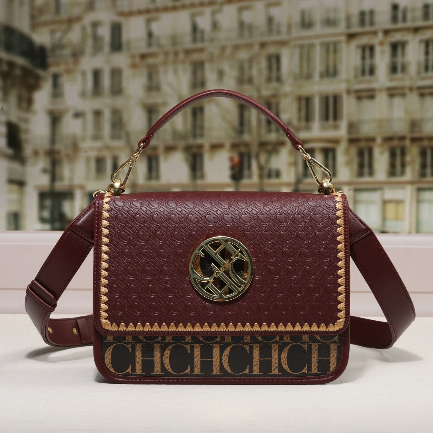 Solid Design Dark Letter Embossed Exquisite Luxury Brand Fashion Handbag