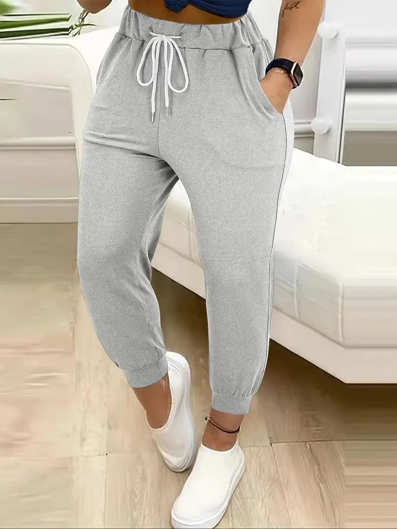 European plus size new casual solid colour pocket Harem Pants