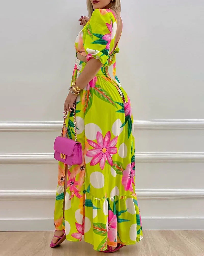 Women Summer Long Maxi Dress V-neck Sexy Fashion Dress. S-XL
