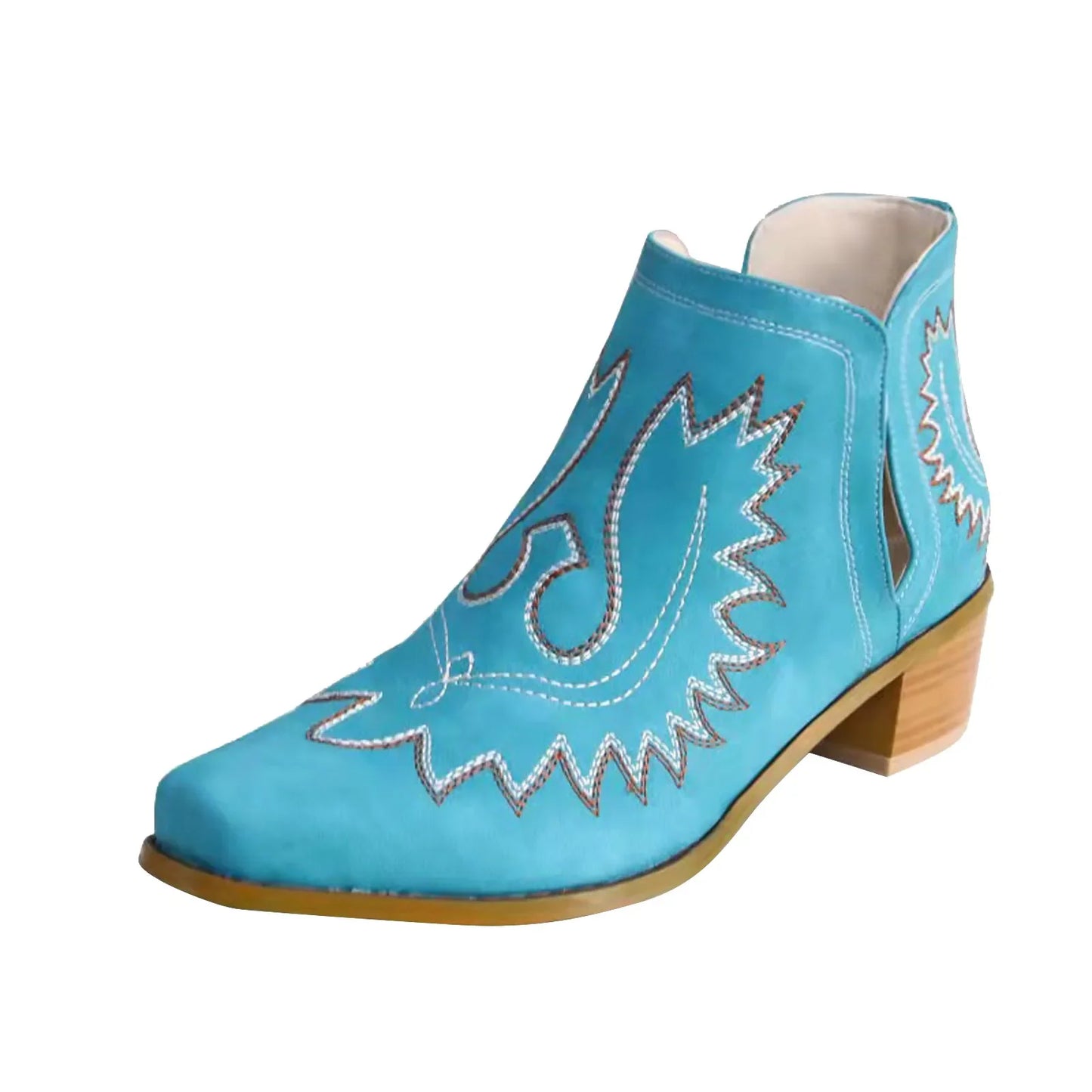 Women Flower Embroidered Cowboy Ankle Boots Casual Comfortable Boot/Shoe. 36-43
