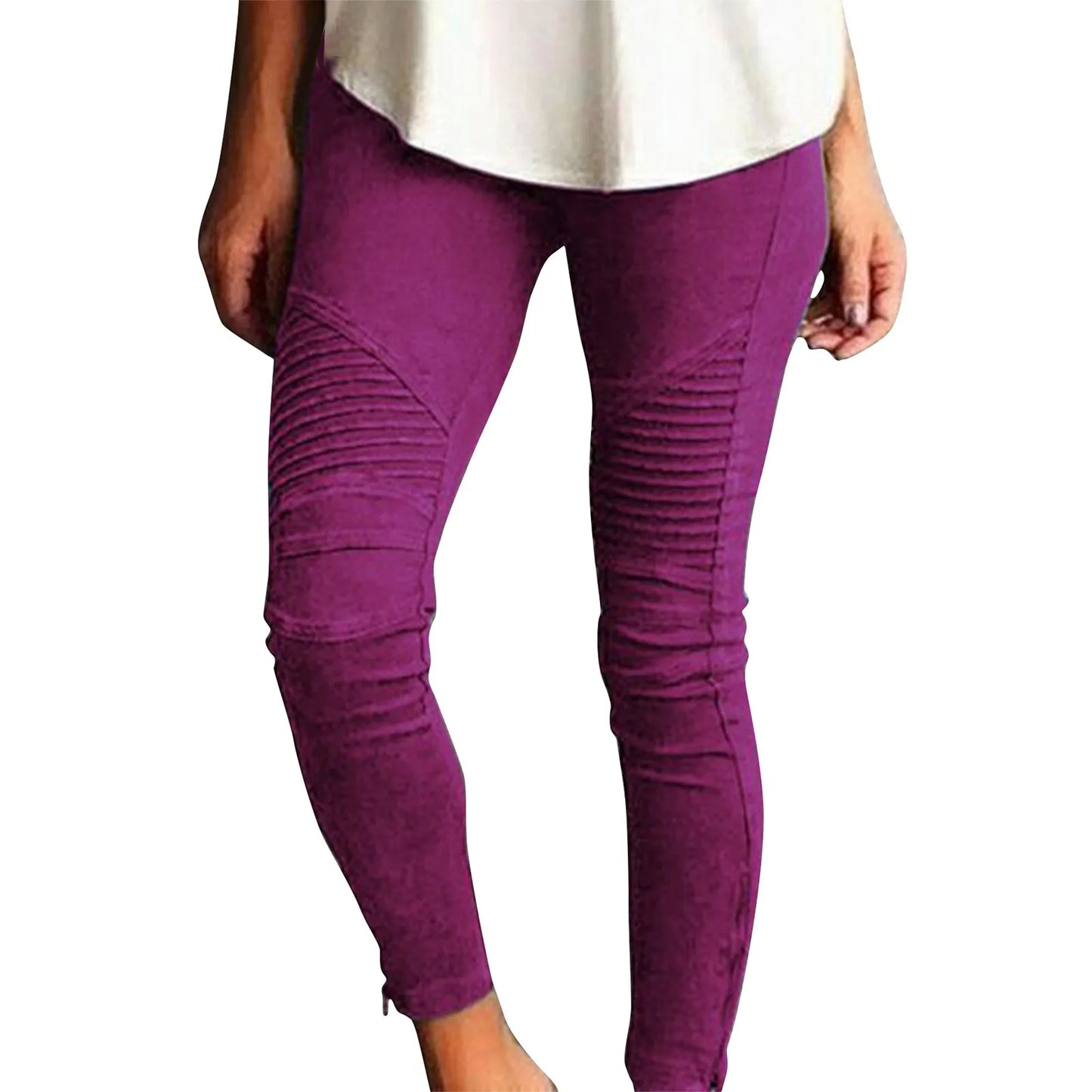 Women's Stretch Pants Casual Striped Decoration Slim Trendy Skinny Straight Leg Pants. S-5xL