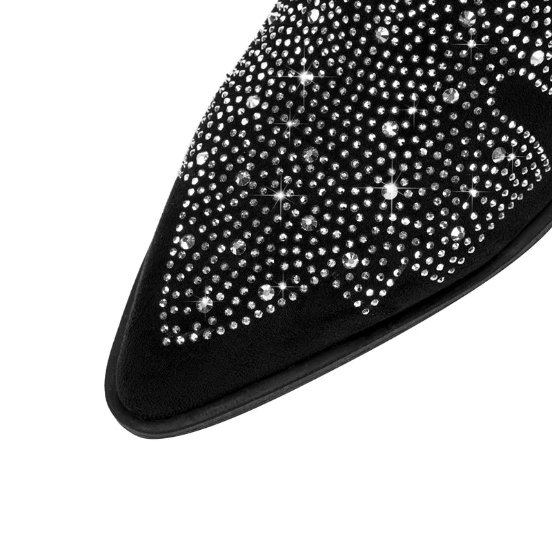 New Thick Heel Great Quality Pointed Bling Women's Boot