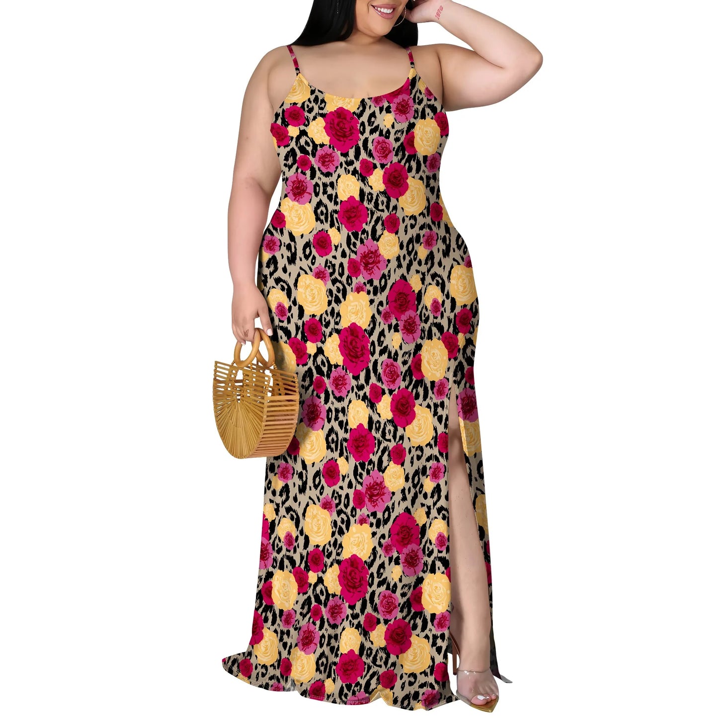 Plus Size Print Maxi Dress .
