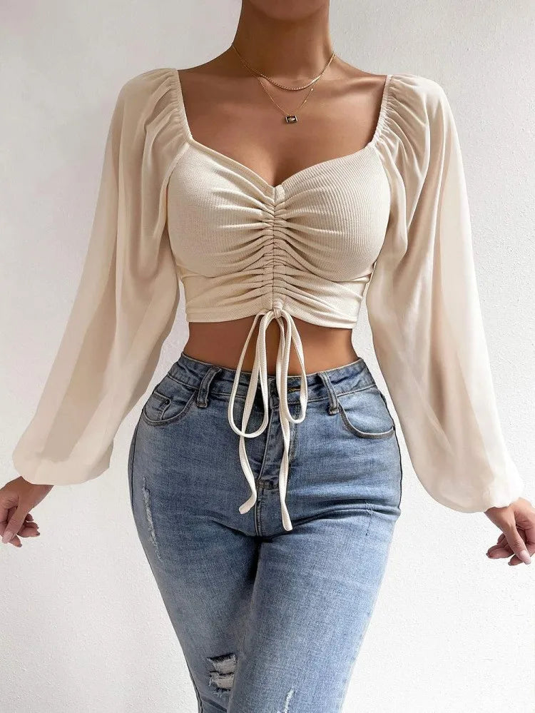 Ladies Posh Summer Shirt Very Flattering Sexy And Casual With Drawstring Crop Top. S-3x
