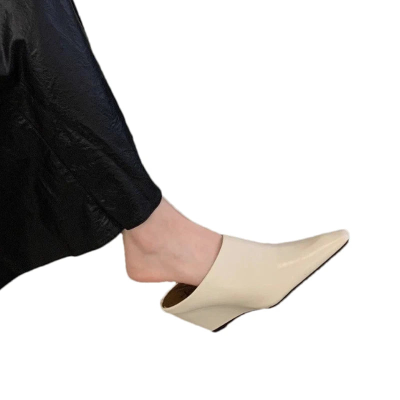 Quality Women Platform Wedges Pointed Toe Shoe Summer Designer 2025 Sexy Mule/Sandal. Mujer