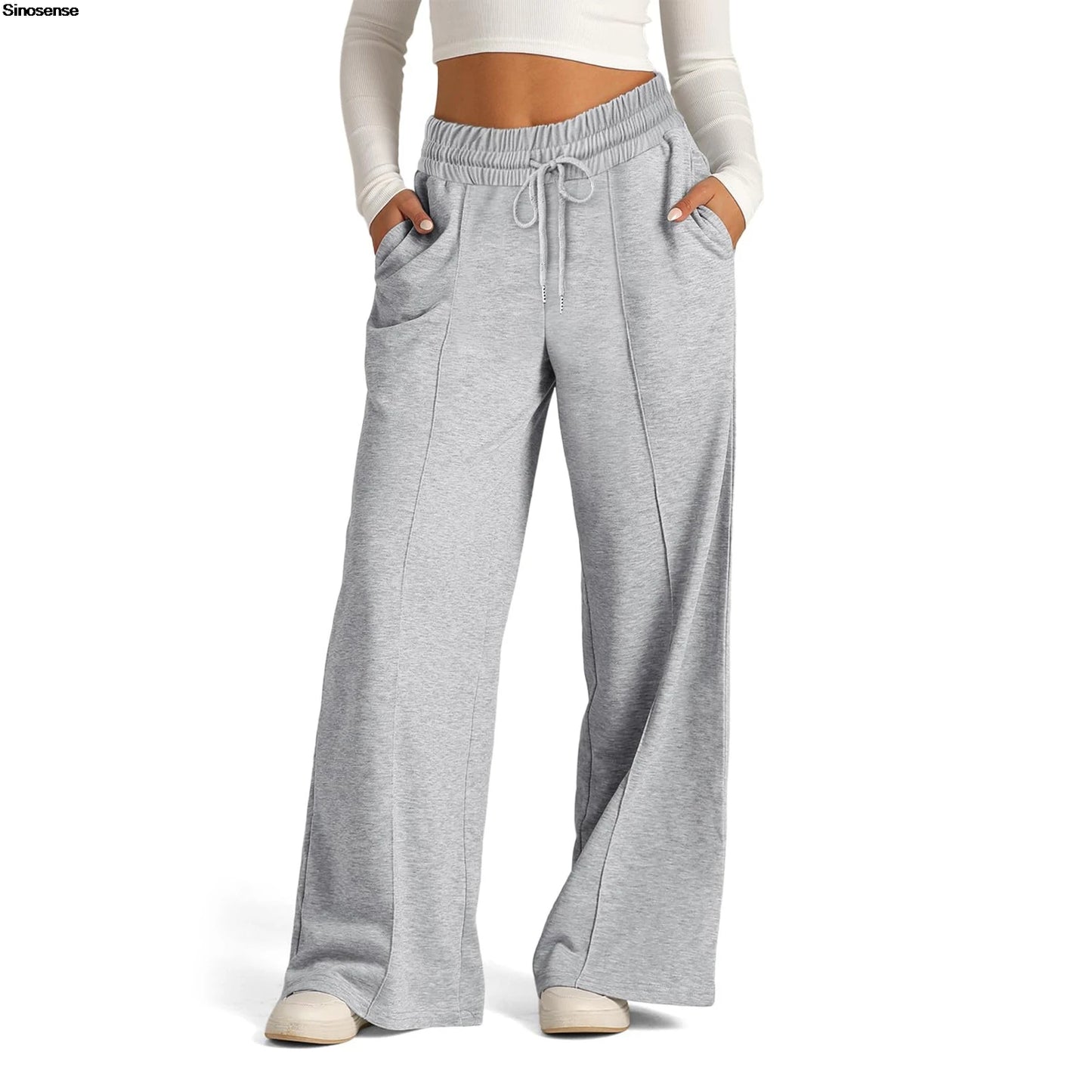 Womens Wide Leg Sweatpants High Waist Baggy Flared Drawstring Athletic Joggers Casual Daily Wear Loose Sporty Wear. S-2X
