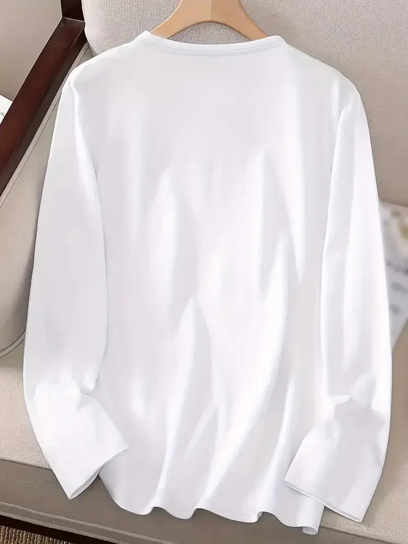 Graphic Print Long Sleeve T-Shirt Women'S Casual Long Sleeve T Shirt with "Perfectly Imperfect" Lettering Round Neck