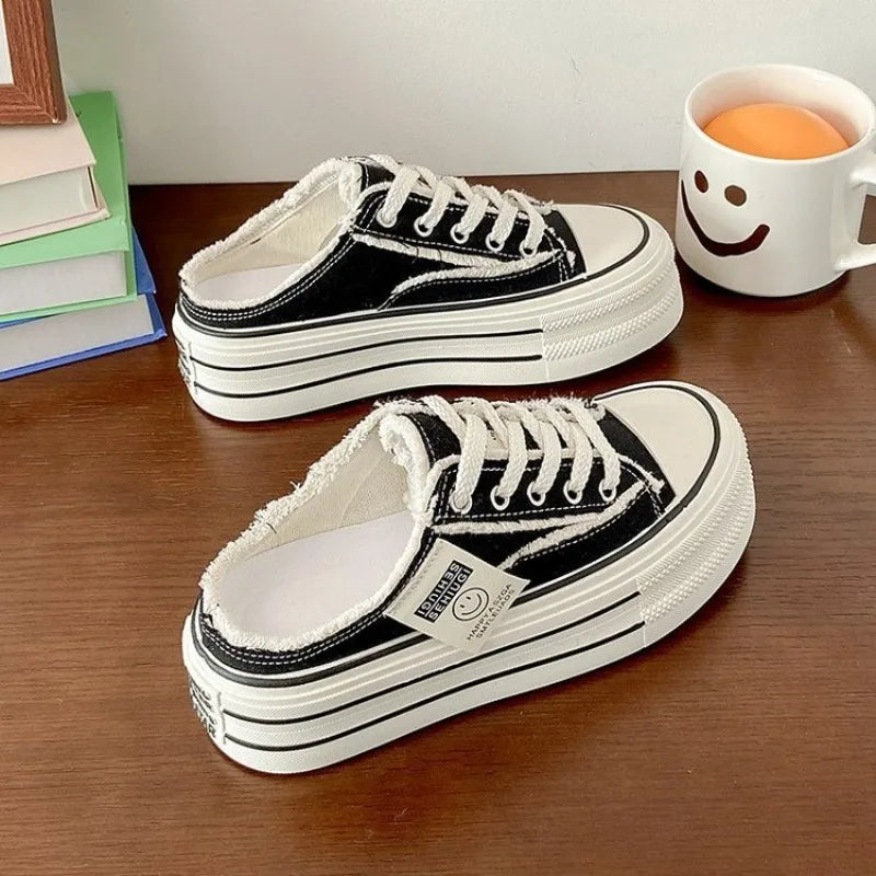 New Women's Canvas Breathable Casual Sport Thick Soled Shoes .