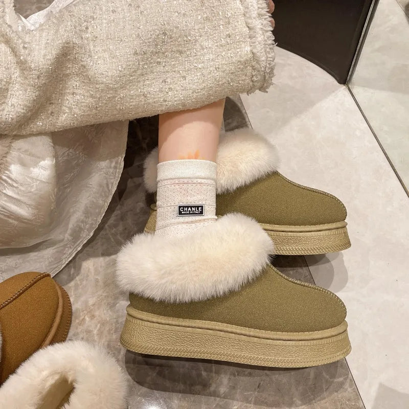 Faux Fur Winter Boot/Shoe for Women Non Slip Plush Thick Bottom Warm Cotton Shoes Platform Botas Mujer