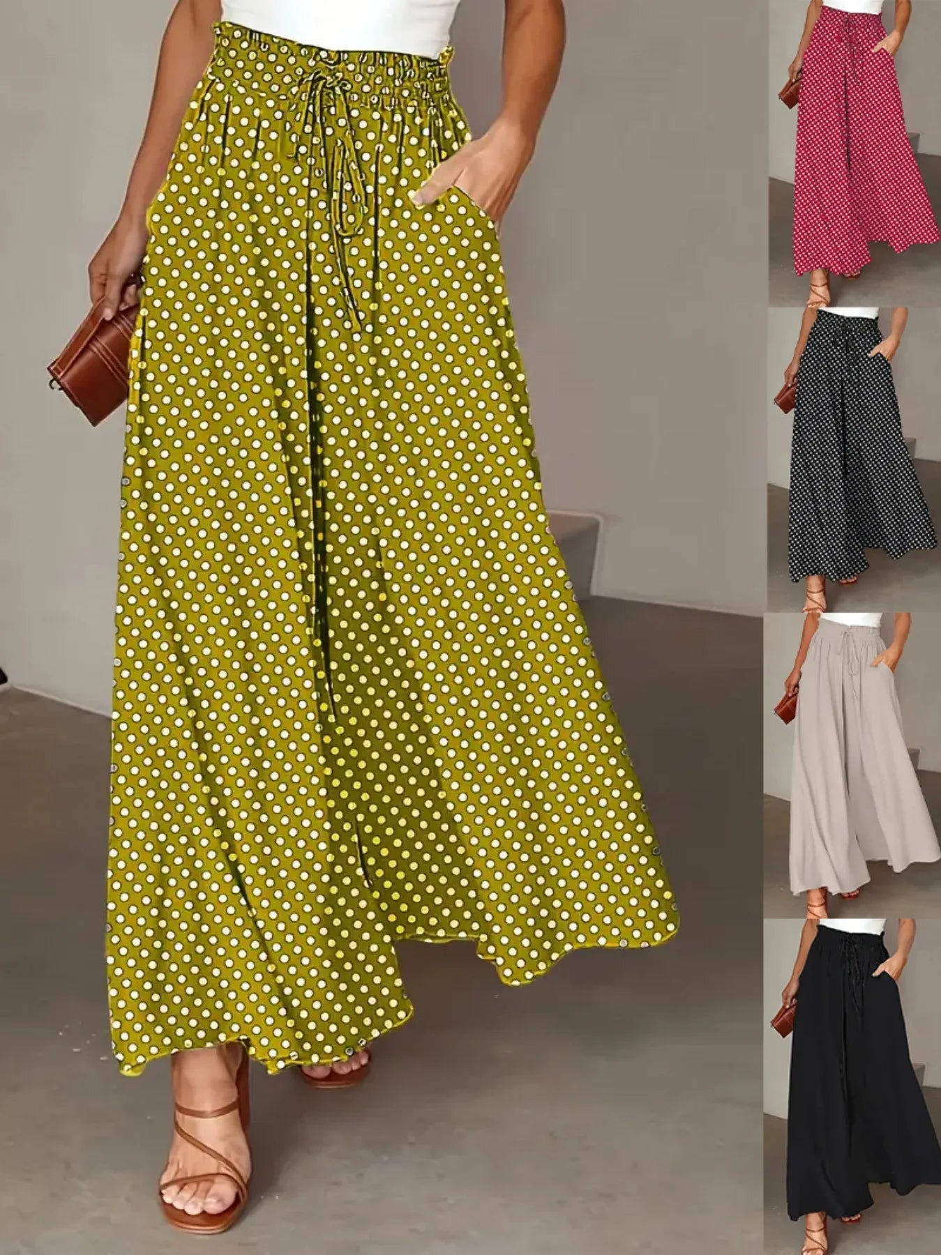 Spring And Summer Wide-leg Women's Trousers,Fashionable Elegant Women's Pant. S-3X