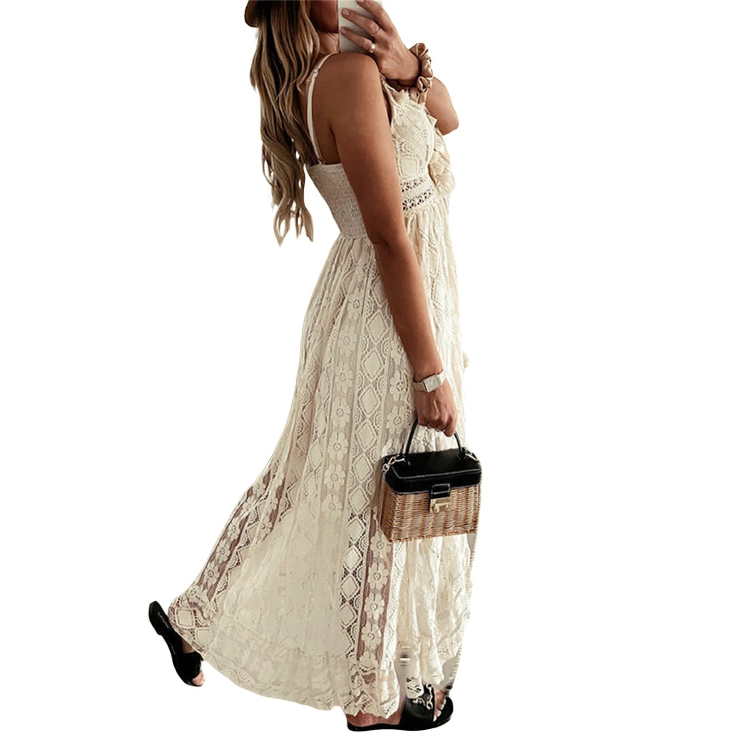 European Lace Swing Long Casual Dress. S-XXL