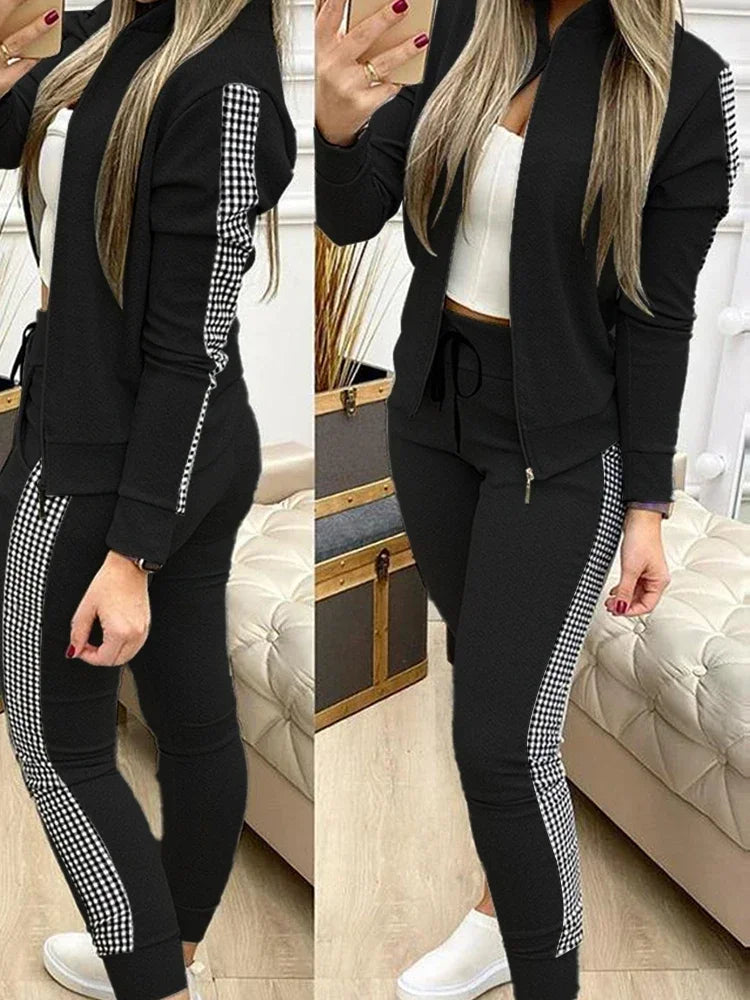 Woman 2 Pieces Suit Zipper Jacket And Pants Tracksuit Casual 2025 Set. S-XL