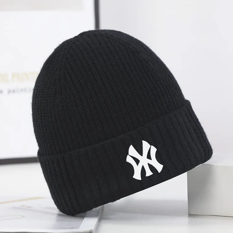 Unisex Keep Warm Autumn Winter Knitted Hat Female MY Letter Embroidery Hip-hop Hat Beanies Hats .