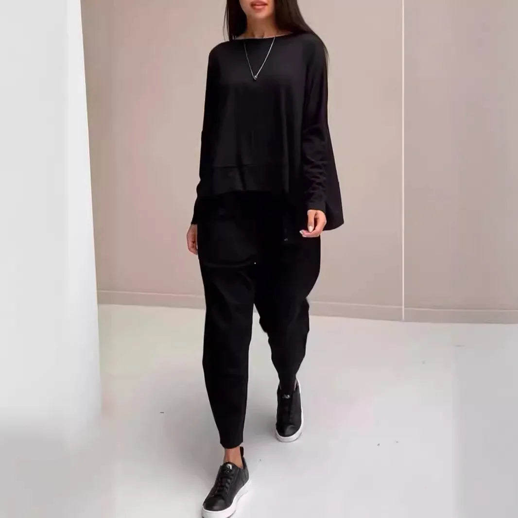New Fashion Lace-up Craft Multi-pocket Trendy Sport Solid Color Casual Pants Set for Women. S-3X