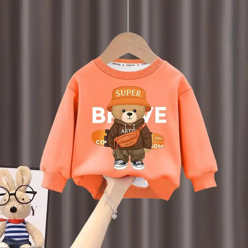 Kids Clothes Boys & Girls Autumn Long Sleeve Top & Pants 2 Pieces Sets Children Boy & Girl Printed Bear Tracksuit Sport Outfit.