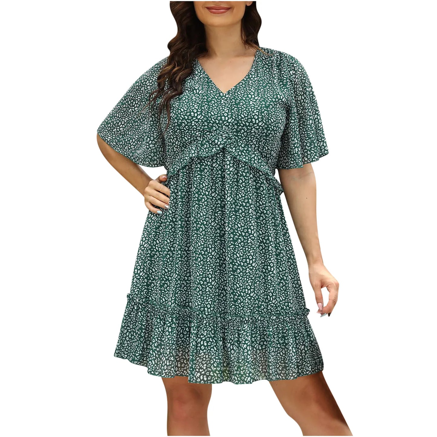 Oversized Women's Dress Loose Flare Fashion Casual Printed Flower Pattern Long Dresses Plus Size For Spring Summer