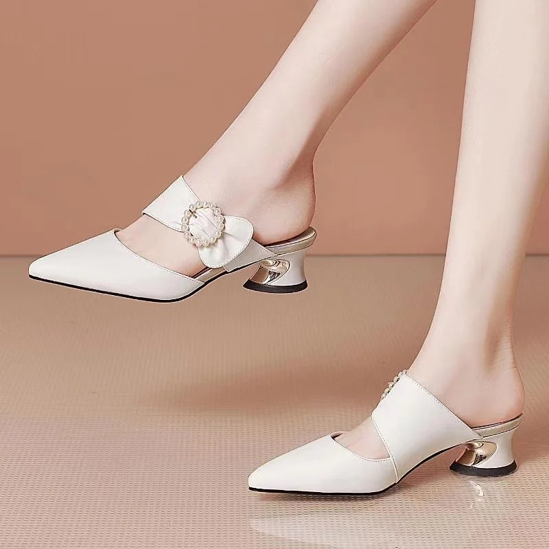 New 4cm Women Slip On Elegant Dress Shoe Pointed Toe Shoe