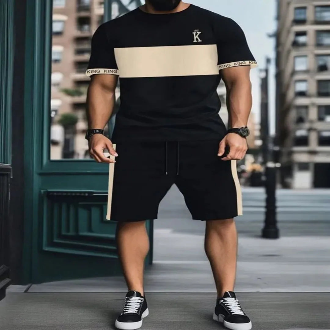 2025 Summer new Street City Fashion T-shirt and Shorts Men's Summer set. S-6X