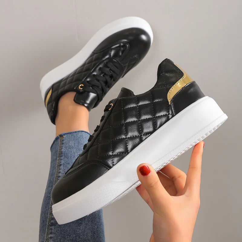 Woman Casual Comfortable Sneakers Round Toe Platform Lace Up Female Vulcanized Shoe/Loafer