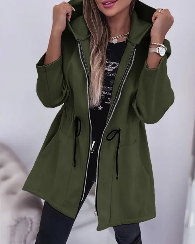 Fashion Casual Autumn and Winter Hooded Zipper Jacket Women's Clothing. S-2X