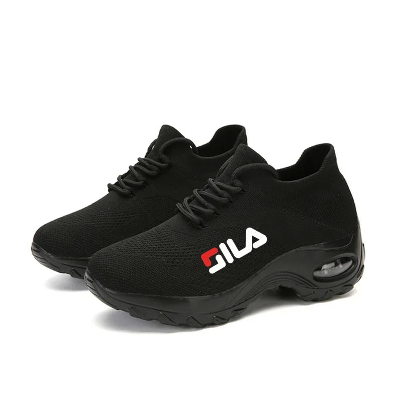 Women Tennis Breathable Mesh Height-increasing Slip-on Sneakers Thick Bottom Platform