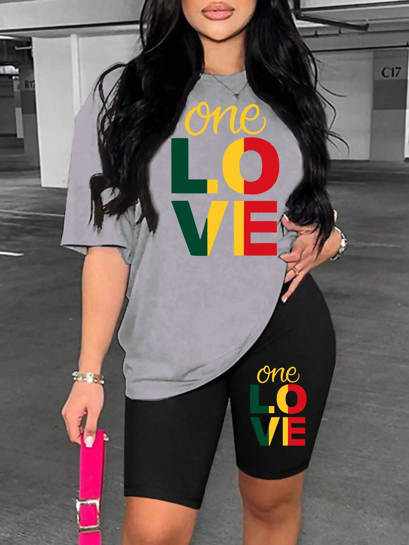High Quality One Love Printing Women Breathable Soft 2 Piece. S-3XL