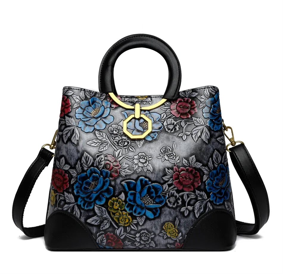 Flower Print Women Designer High Quality Cross-body Messenger Purse /Handbag