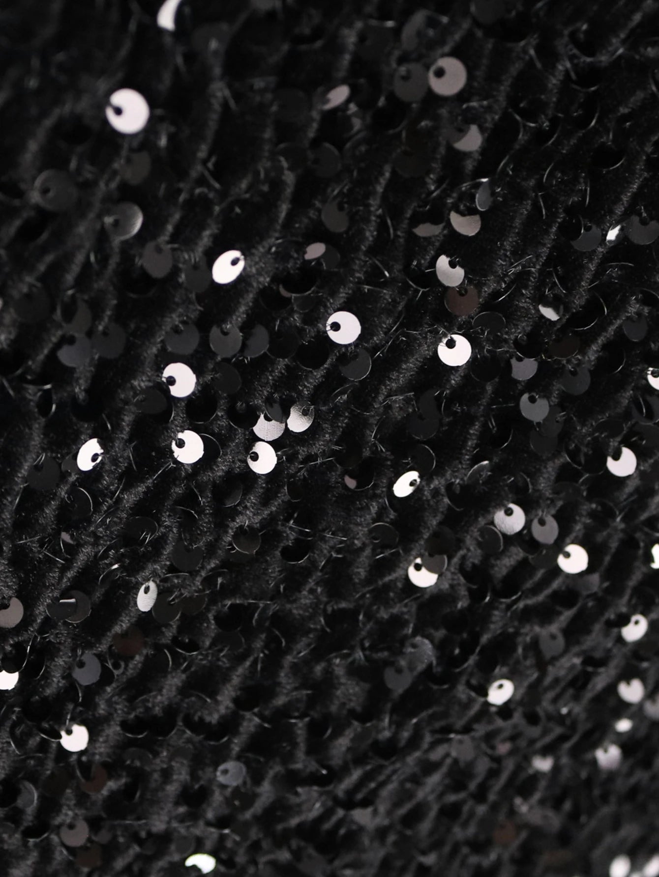 Plus Size Sexy Sequin Dress Black Velvet Deep V Neck Ruffle Shiny ladies Dress