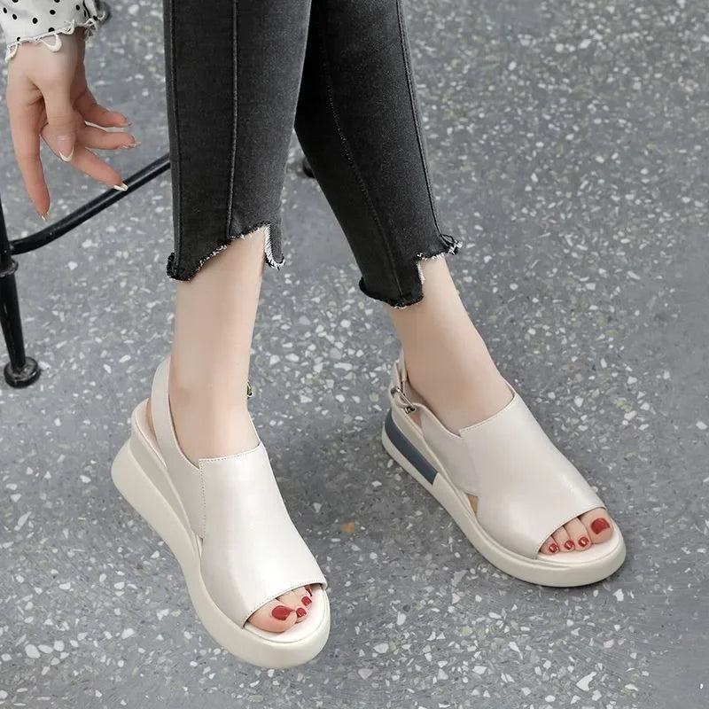 Summer Wedge Platform Very Comfortable Sandals Fashion Soft Solid Colour.